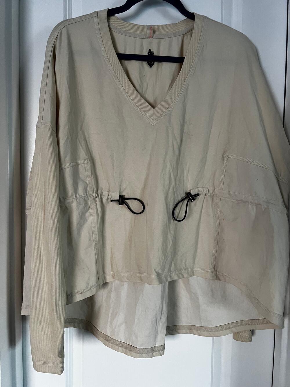 Free People Movement Solid Tunic Top Oversized High Low Ribbed | Cream | Size S